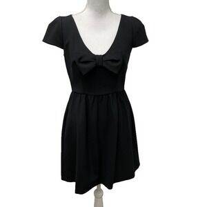 Red Valentino Mini Babydoll Dress Womens 4 6 Black Bow LBD Party Going Out